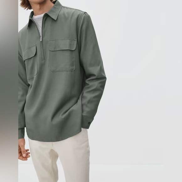 Everlane Other - Everlane The Quarter Zip Popover Shirt Dark Sage Green Medium Mens